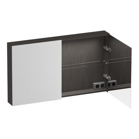 BRAUER Impress Deluxe spiegelkast 120 met interne en externe verlichting 2 dubbelzijdige spiegeldeuren Timber Anthracite SK-IMD120TA