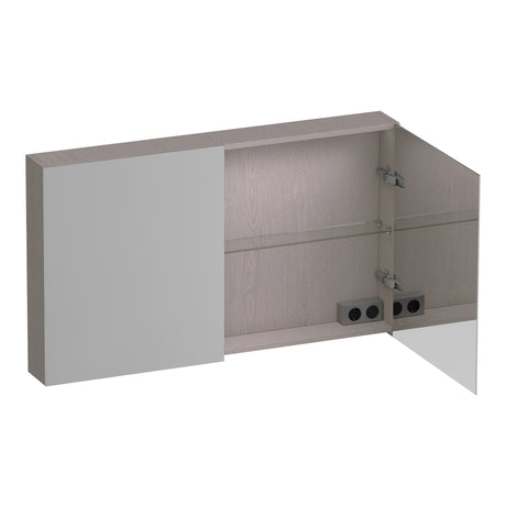 BRAUER Impress Deluxe spiegelkast 120 met interne en externe verlichting 2 dubbelzijdige spiegeldeuren Timber Greige SK-IMD120TE