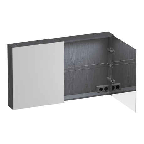 BRAUER Impress Deluxe spiegelkast 120 met interne en externe verlichting 2 dubbelzijdige spiegeldeuren Timber Grey SK-IMD120TG