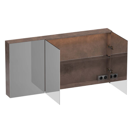 BRAUER Impress Deluxe spiegelkast 140 met interne en externe verlichting 3 dubbelzijdige spiegeldeuren Erosion SK-IMD140ER