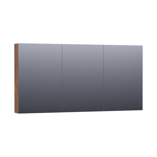 BRAUER Impress Deluxe spiegelkast 140 met interne en externe verlichting 3 dubbelzijdige spiegeldeuren Forest Cacao SK-IMD140FC