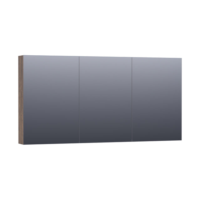 BRAUER Impress Deluxe spiegelkast 140 met interne en externe verlichting 3 dubbelzijdige spiegeldeuren Grove SK-IMD140GR