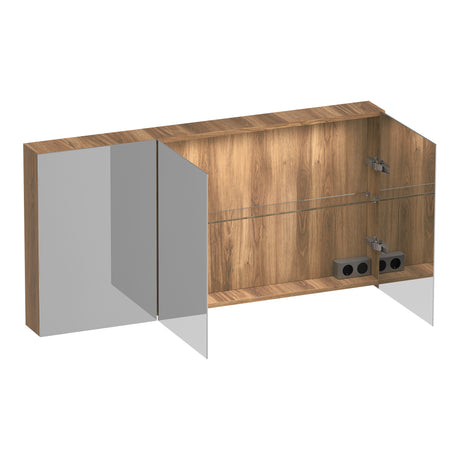 BRAUER Impress Deluxe spiegelkast 140 met interne en externe verlichting 3 dubbelzijdige spiegeldeuren Honey SK-IMD140HO