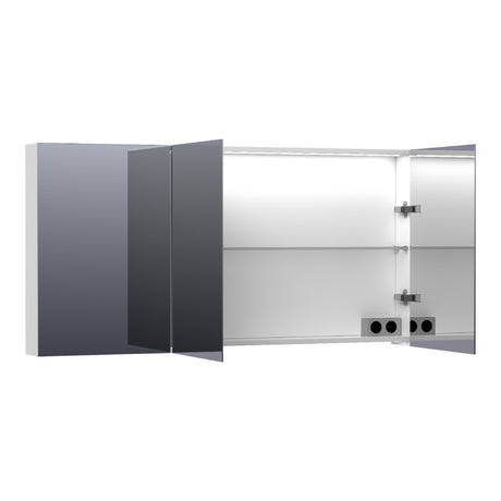 BRAUER Impress Deluxe spiegelkast 140 met interne en externe verlichting 3 dubbelzijdige spiegeldeuren hoogglans wit SK-IMD140HW