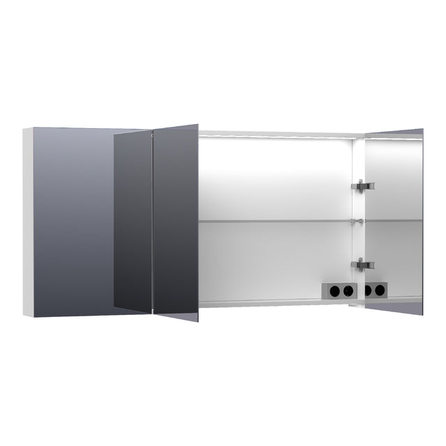 BRAUER Impress Deluxe spiegelkast 140 met interne en externe verlichting 3 dubbelzijdige spiegeldeuren hoogglans wit SK-IMD140HW
