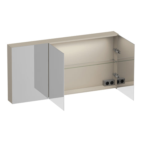 BRAUER Impress Deluxe spiegelkast 140 met interne en externe verlichting 3 dubbelzijdige spiegeldeuren mat beige SK-IMD140MB