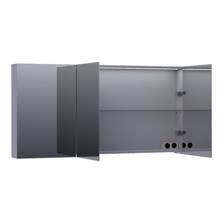 BRAUER Impress Deluxe spiegelkast 140 met interne en externe verlichting 3 dubbelzijdige spiegeldeuren mat grijs SK-IMD140MG