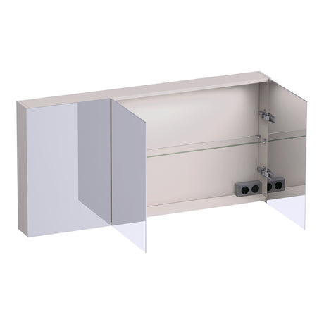 BRAUER Impress Deluxe spiegelkast 140 met interne en externe verlichting 3 dubbelzijdige spiegeldeuren mat zand SK-IMD140MS