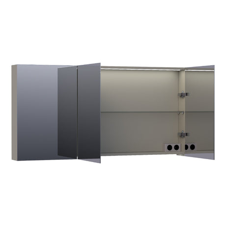 BRAUER Impress Deluxe spiegelkast 140 met interne en externe verlichting 3 dubbelzijdige spiegeldeuren mat taupe SK-IMD140MT