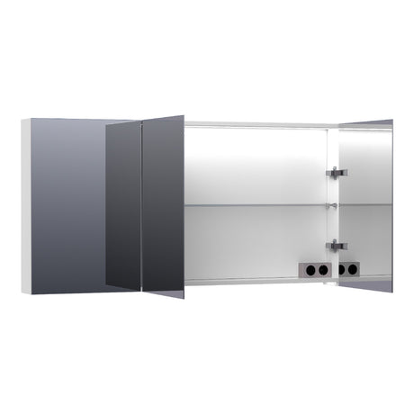BRAUER Impress Deluxe spiegelkast 140 met interne en externe verlichting 3 dubbelzijdige spiegeldeuren mat wit SK-IMD140MW