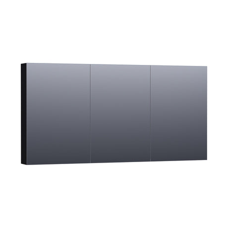 BRAUER Impress Deluxe spiegelkast 140 met interne en externe verlichting 3 dubbelzijdige spiegeldeuren mat zwart SK-IMD140MZ