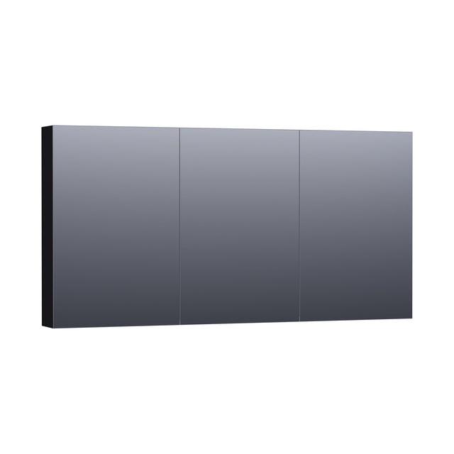 BRAUER Impress Deluxe spiegelkast 140 met interne en externe verlichting 3 dubbelzijdige spiegeldeuren mat zwart SK-IMD140MZ