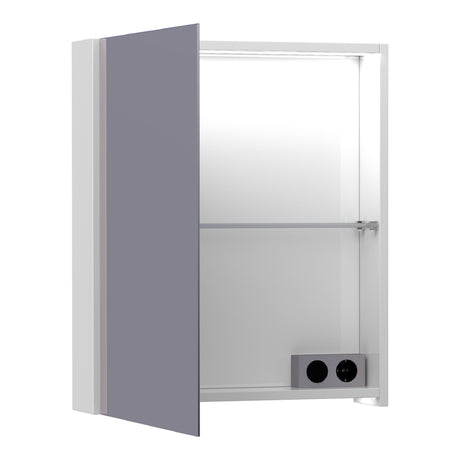 BRAUER Impress Deluxe spiegelkast 60 met interne en externe verlichting 1 linksdraaiende dubbelzijdige spiegeldeur hoogglans wit SK-IMD60LHW