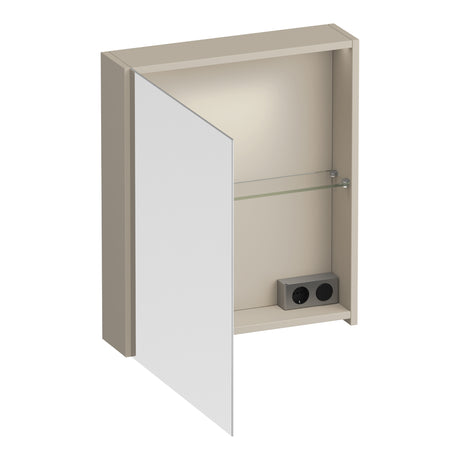 BRAUER Impress Deluxe spiegelkast 60 met interne en externe verlichting 1 linksdraaiende dubbelzijdige spiegeldeur mat beige SK-IMD60LMB