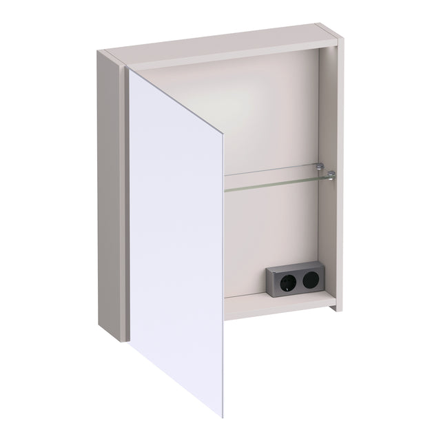 BRAUER Impress Deluxe spiegelkast 60 met interne en externe verlichting 1 linksdraaiende dubbelzijdige spiegeldeur mat zand SK-IMD60LMS