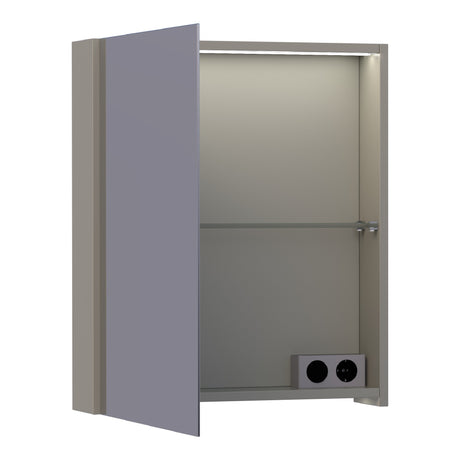 BRAUER Impress Deluxe spiegelkast 60 met interne en externe verlichting 1 linksdraaiende dubbelzijdige spiegeldeur mat taupe SK-IMD60LMT