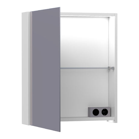 BRAUER Impress Deluxe spiegelkast 60 met interne en externe verlichting 1 linksdraaiende dubbelzijdige spiegeldeur mat wit SK-IMD60LMW