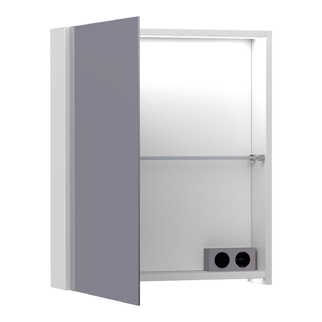 BRAUER Impress Deluxe spiegelkast 60 met interne en externe verlichting 1 linksdraaiende dubbelzijdige spiegeldeur mat wit SK-IMD60LMW