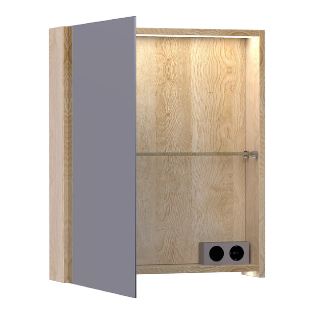 BRAUER Impress Deluxe spiegelkast 60 met interne en externe verlichting 1 linksdraaiende dubbelzijdige spiegeldeur Sunlit SK-IMD60LSL