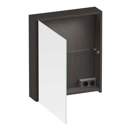 BRAUER Impress Deluxe spiegelkast 60 met interne en externe verlichting 1 linksdraaiende dubbelzijdige spiegeldeur Timber Anthracite SK-IMD60LTA