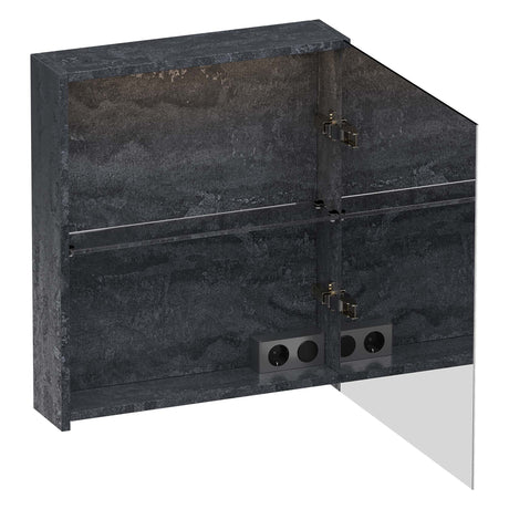 BRAUER Impress Deluxe spiegelkast 60 met interne en externe verlichting 1 rechtsdraaiende dubbelzijdige spiegeldeur Damascus SK-IMD60RDA