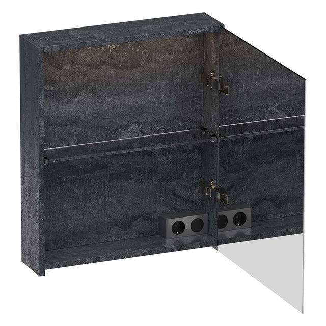 BRAUER Impress Deluxe spiegelkast 60 met interne en externe verlichting 1 rechtsdraaiende dubbelzijdige spiegeldeur Damascus SK-IMD60RDA