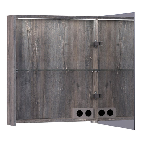 BRAUER Impress Deluxe spiegelkast 60 met interne en externe verlichting 1 rechtsdraaiende dubbelzijdige spiegeldeur Driftwood SK-IMD60RDR