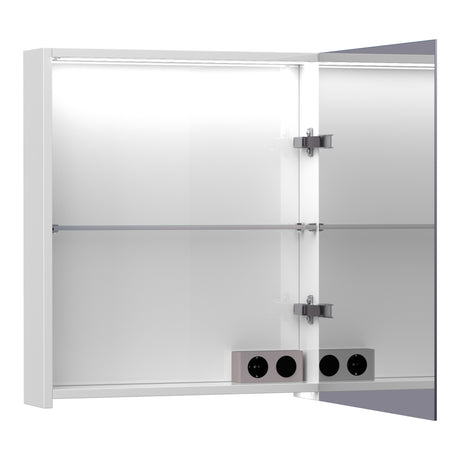 BRAUER Impress Deluxe spiegelkast 60 met interne en externe verlichting 1 rechtsdraaiende dubbelzijdige spiegeldeur hoogglans wit SK-IMD60RHW