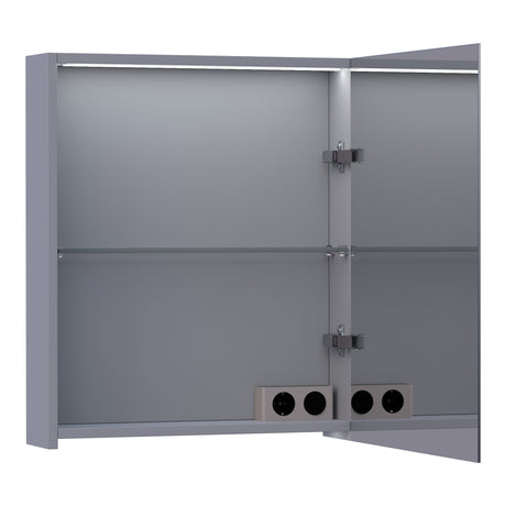 BRAUER Impress Deluxe spiegelkast 60 met interne en externe verlichting 1 rechtsdraaiende dubbelzijdige spiegeldeur mat grijs SK-IMD60RMG