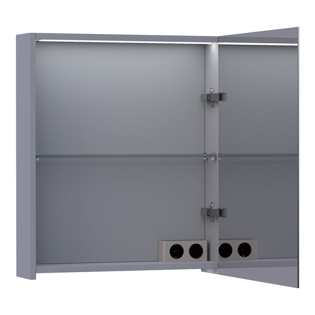 BRAUER Impress Deluxe spiegelkast 60 met interne en externe verlichting 1 rechtsdraaiende dubbelzijdige spiegeldeur mat grijs SK-IMD60RMG