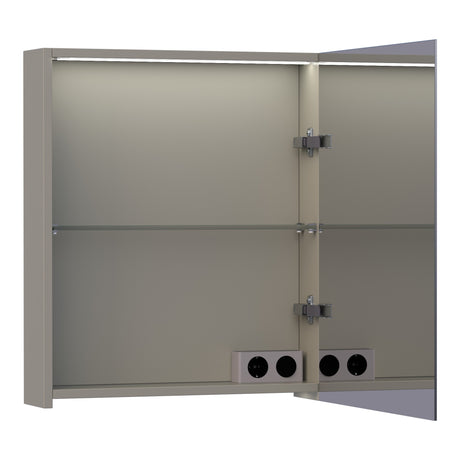 BRAUER Impress Deluxe spiegelkast 60 met interne en externe verlichting 1 rechtsdraaiende dubbelzijdige spiegeldeur mat taupe SK-IMD60RMT