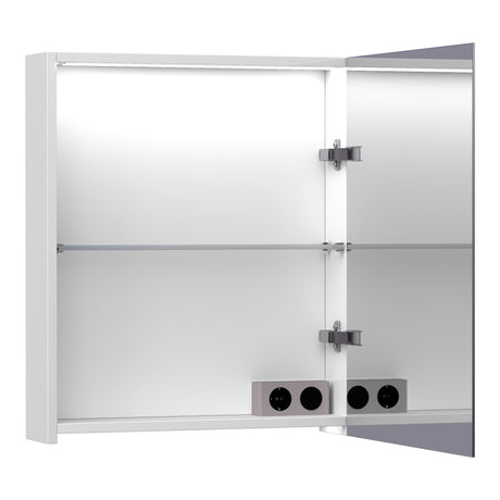 BRAUER Impress Deluxe spiegelkast 60 met interne en externe verlichting 1 rechtsdraaiende dubbelzijdige spiegeldeur mat wit SK-IMD60RMW