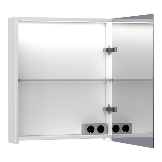 BRAUER Impress Deluxe spiegelkast 60 met interne en externe verlichting 1 rechtsdraaiende dubbelzijdige spiegeldeur mat wit SK-IMD60RMW