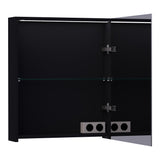 BRAUER Impress Deluxe spiegelkast 60 met interne en externe verlichting 1 rechtsdraaiende dubbelzijdige spiegeldeur mat zwart SK-IMD60RMZ