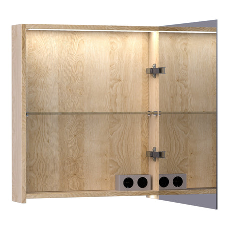 BRAUER Impress Deluxe spiegelkast 60 met interne en externe verlichting 1 rechtsdraaiende dubbelzijdige spiegeldeur Sunlit SK-IMD60RSL