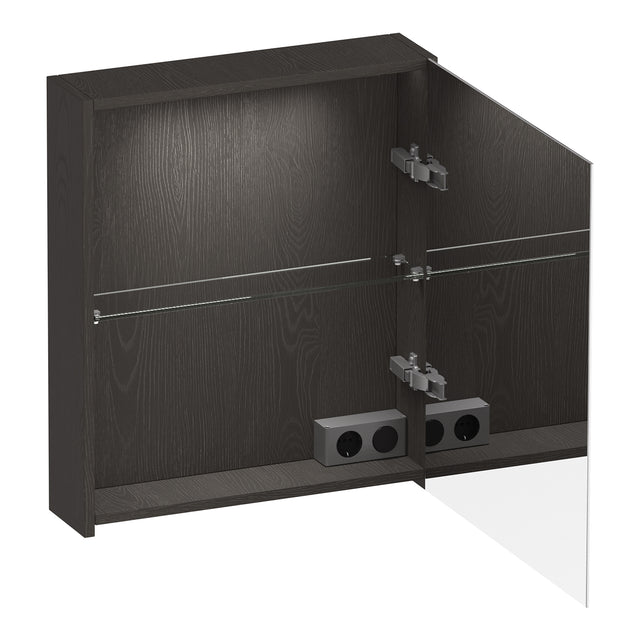 BRAUER Impress Deluxe spiegelkast 60 met interne en externe verlichting 1 rechtsdraaiende dubbelzijdige spiegeldeur Timber Anthracite SK-IMD60RTA