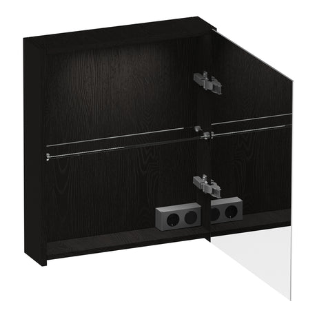 BRAUER Impress Deluxe spiegelkast 60 met interne en externe verlichting 1 rechtsdraaiende dubbelzijdige spiegeldeur Timber Black SK-IMD60RTB