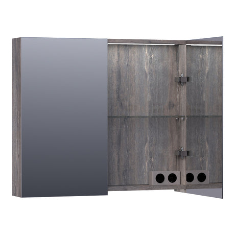 BRAUER Impress Deluxe spiegelkast 80 met interne en externe verlichting 2 dubbelzijdige spiegeldeuren Driftwood SK-IMD80DR