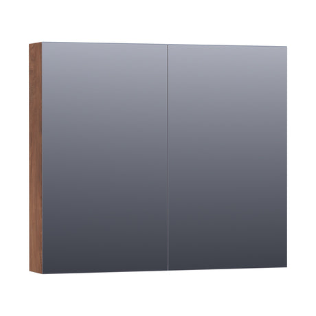 BRAUER Impress Deluxe spiegelkast 80 met interne en externe verlichting 2 dubbelzijdige spiegeldeuren Forest Cacao SK-IMD80FC