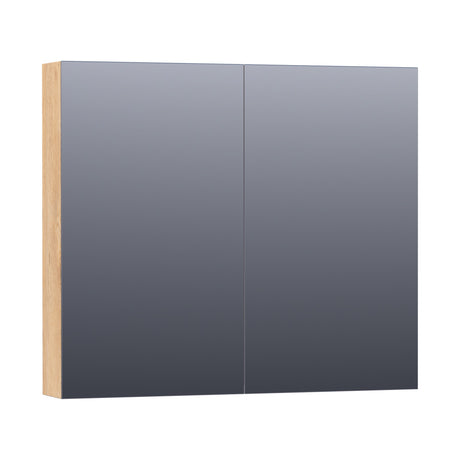 BRAUER Impress Deluxe spiegelkast 80 met interne en externe verlichting 2 dubbelzijdige spiegeldeuren Forest Tan SK-IMD80FT