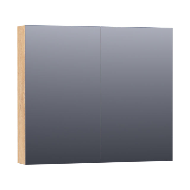 BRAUER Impress Deluxe spiegelkast 80 met interne en externe verlichting 2 dubbelzijdige spiegeldeuren Forest Tan SK-IMD80FT