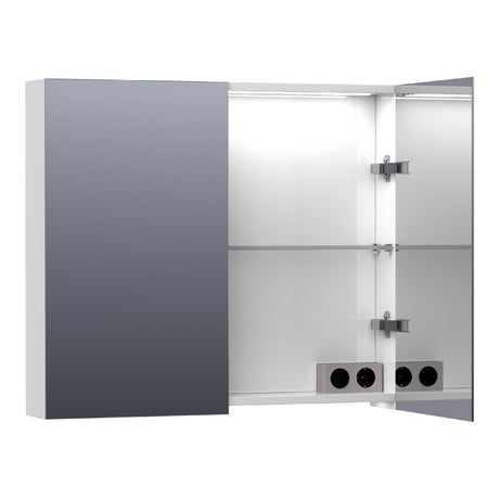 BRAUER Impress Deluxe spiegelkast 80 met interne en externe verlichting 2 dubbelzijdige spiegeldeuren hoogglans wit SK-IMD80HW