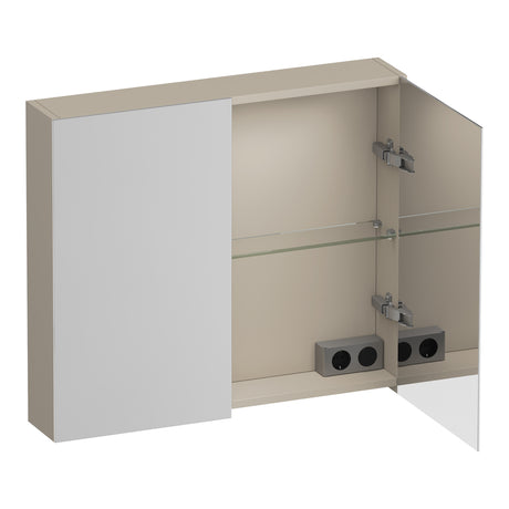 BRAUER Impress Deluxe spiegelkast 80 met interne en externe verlichting 2 dubbelzijdige spiegeldeuren mat beige SK-IMD80MB