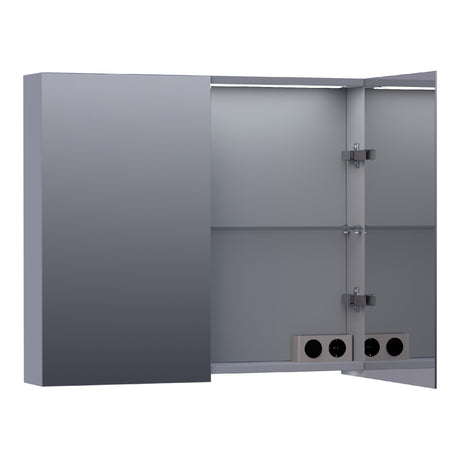 BRAUER Impress Deluxe spiegelkast 80 met interne en externe verlichting 2 dubbelzijdige spiegeldeuren mat grijs SK-IMD80MG