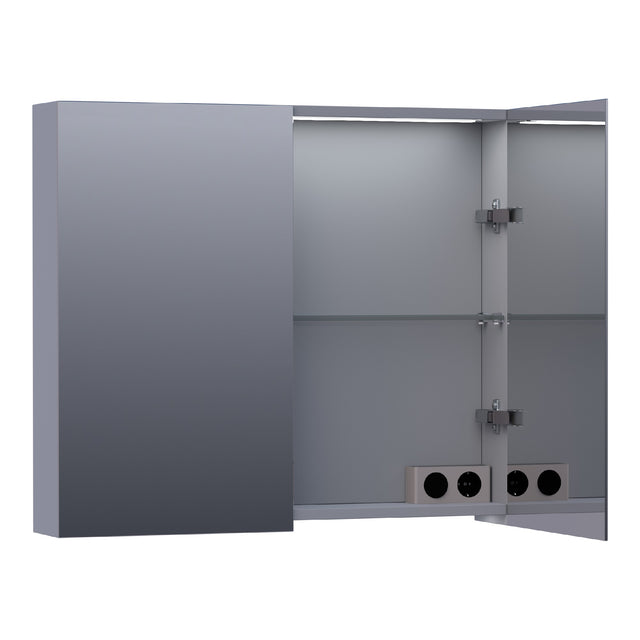 BRAUER Impress Deluxe spiegelkast 80 met interne en externe verlichting 2 dubbelzijdige spiegeldeuren mat grijs SK-IMD80MG