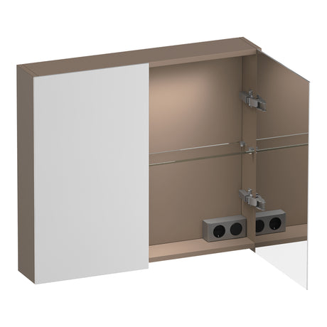 BRAUER Impress Deluxe spiegelkast 80 met interne en externe verlichting 2 dubbelzijdige spiegeldeuren mat mokka SK-IMD80MM