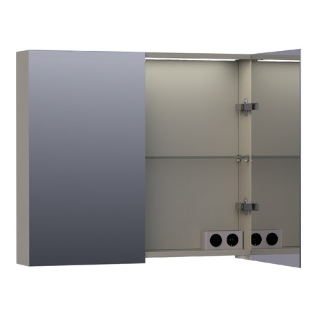 BRAUER Impress Deluxe spiegelkast 80 met interne en externe verlichting 2 dubbelzijdige spiegeldeuren mat taupe SK-IMD80MT