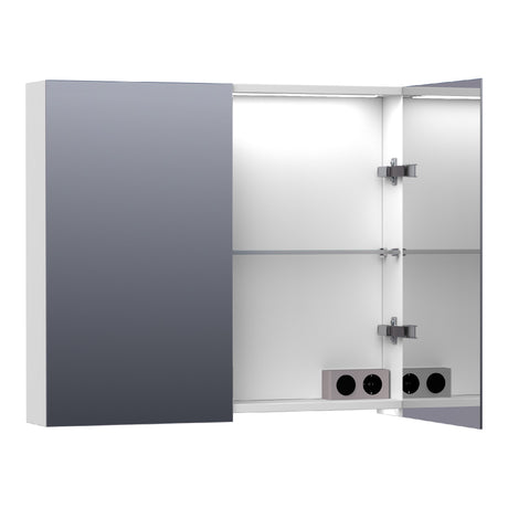 BRAUER Impress Deluxe spiegelkast 80 met interne en externe verlichting 2 dubbelzijdige spiegeldeuren mat wit SK-IMD80MW