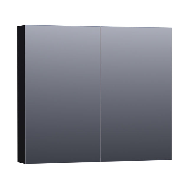 BRAUER Impress Deluxe spiegelkast 80 met interne en externe verlichting 2 dubbelzijdige spiegeldeuren mat zwart SK-IMD80MZ