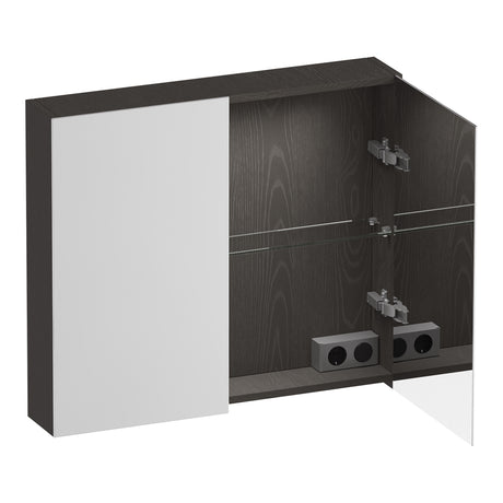 BRAUER Impress Deluxe spiegelkast 80 met interne en externe verlichting 2 dubbelzijdige spiegeldeuren Timber Anthracite SK-IMD80TA